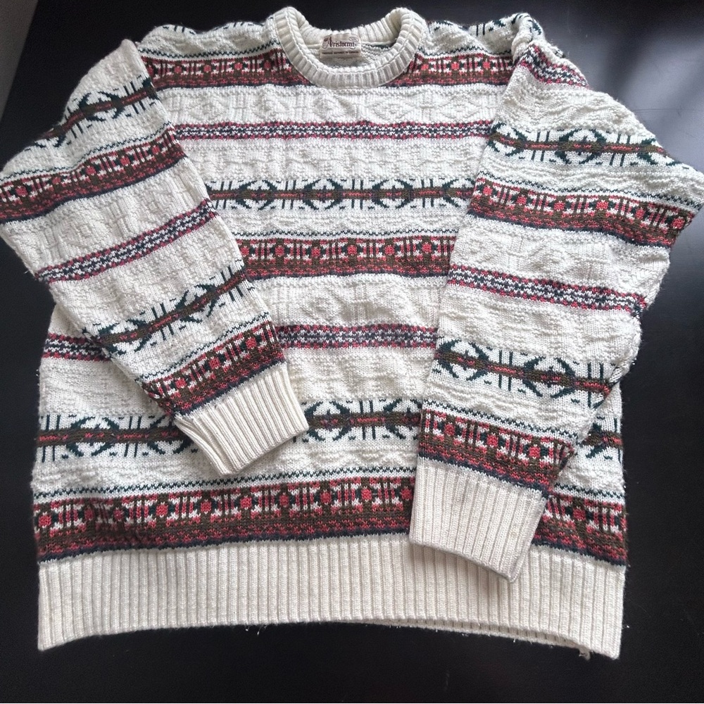 Vintage Aristocrat Made in Canada Knit Fair Isle Patterned Sweater. Men’s XL